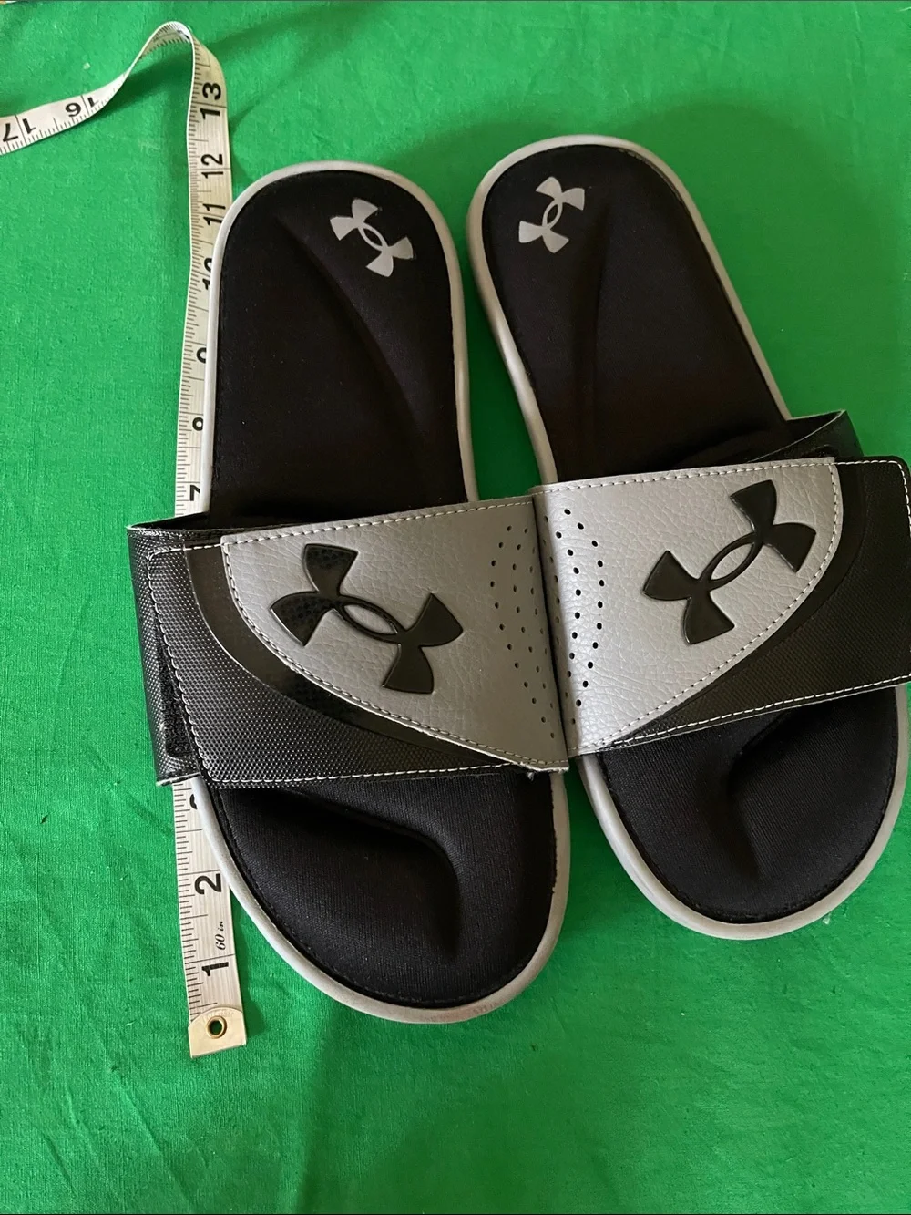 Under Armour Kids Black and Gray Slide Sandals with Logo